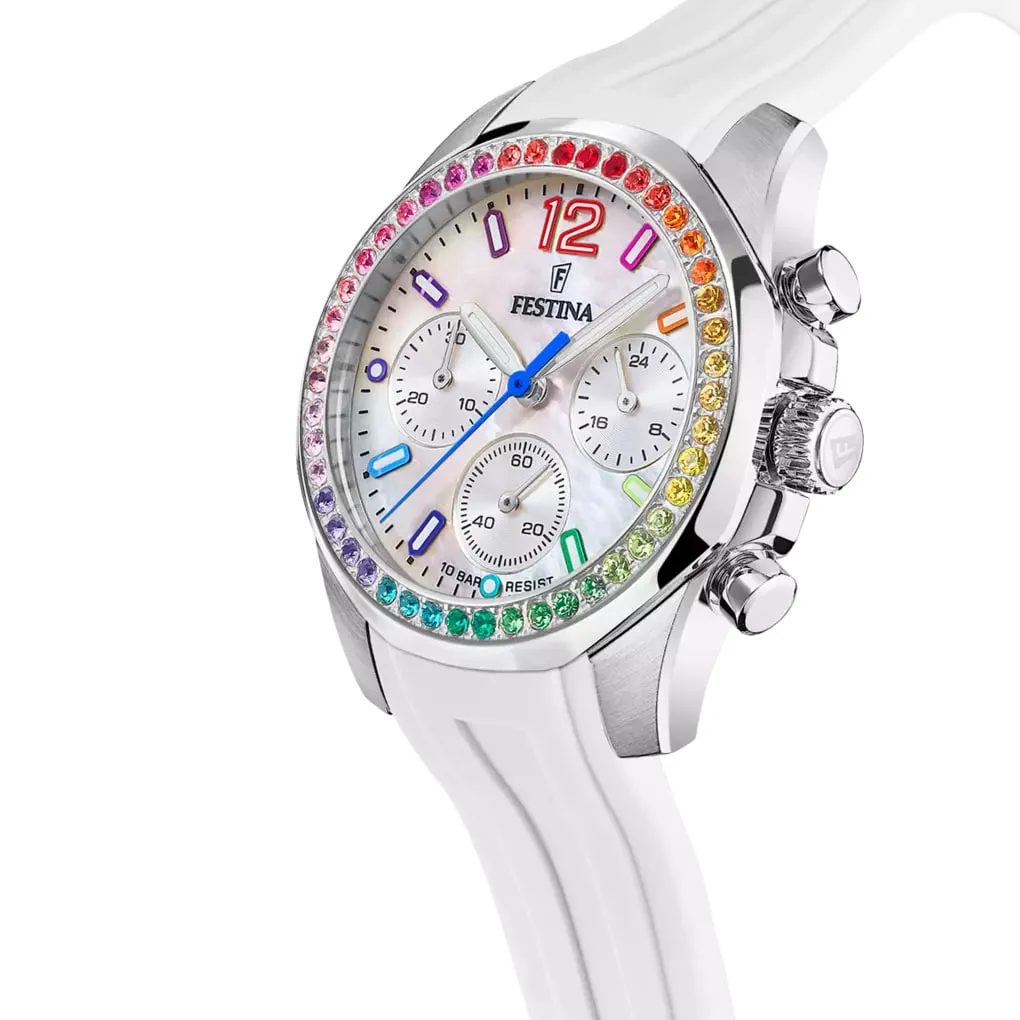 Часы FESTINA с камнями Swarovski разноцветные\n