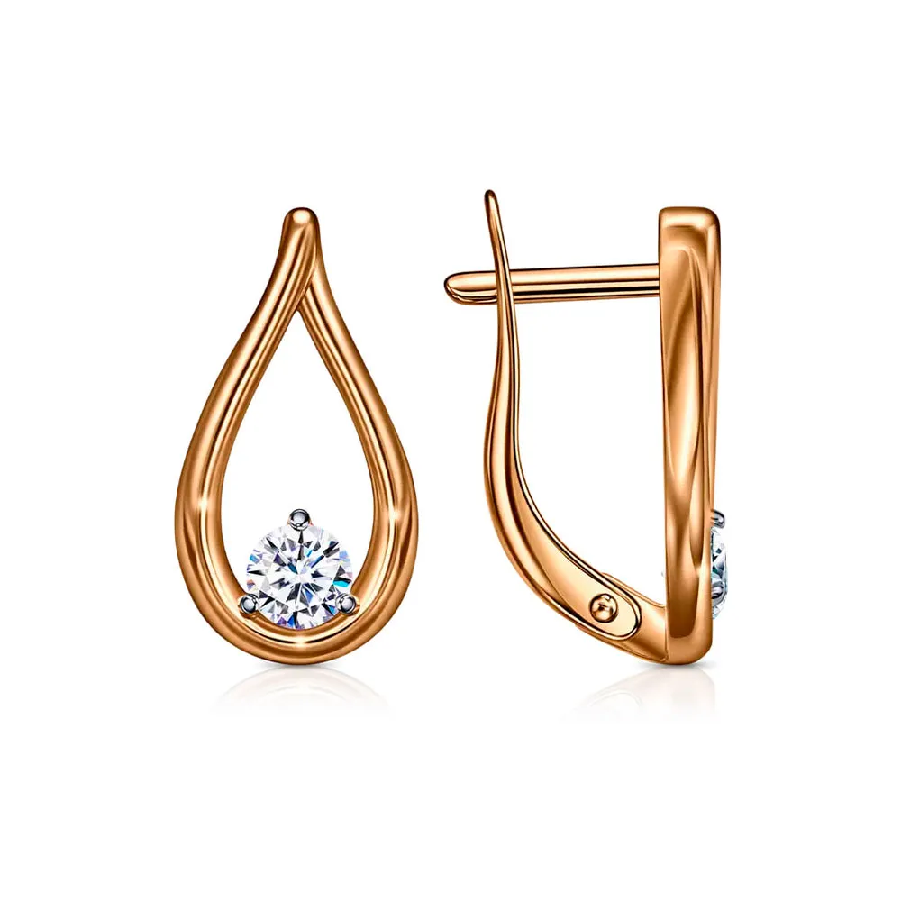 Cercei din aur roșu cu Cubic Zirconia Incolor