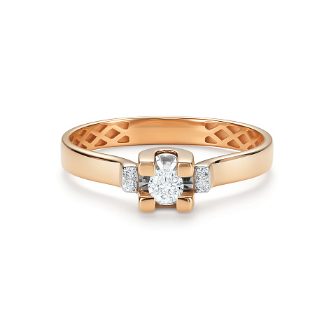 Inel din aur roșu cu pietre Diamant