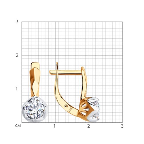 Серьги из красного золота с камнями Swarovski