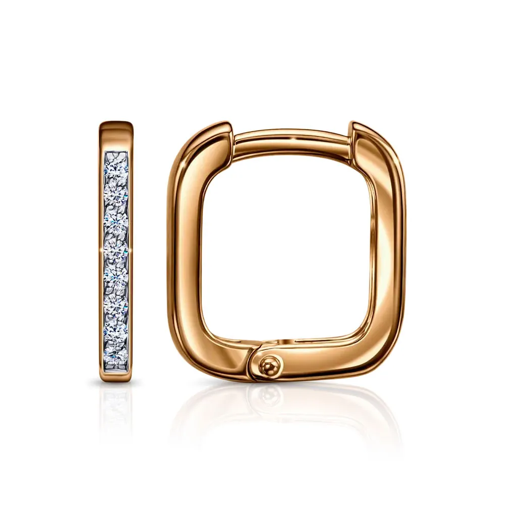 Cercei Creole din aur roșu cu Cubic Zirconia Incolor