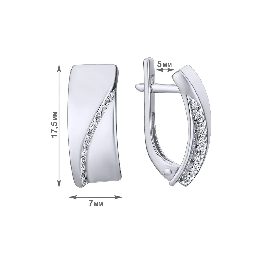 Cercei din aur alb cu Cubic Zirconia Incolor