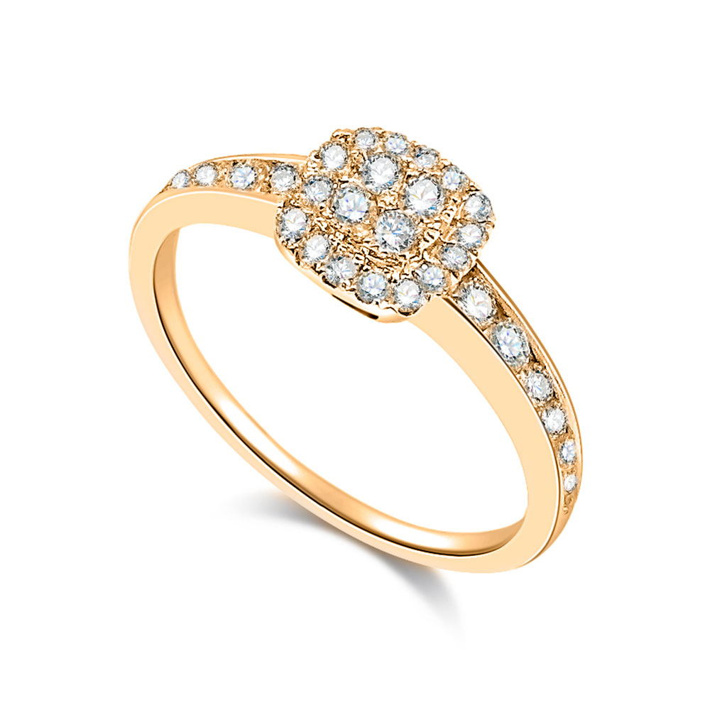 Inel din aur roșu cu pietre Diamant