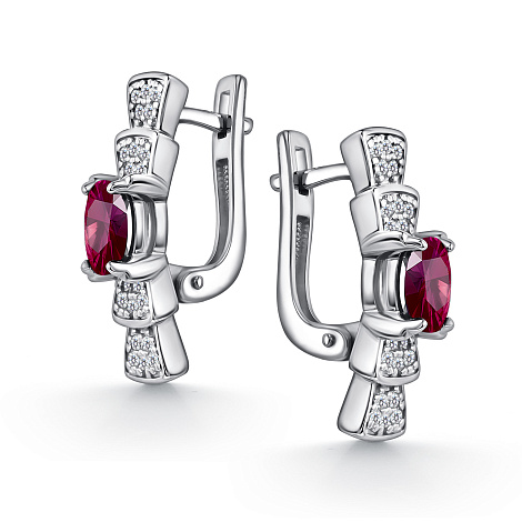 Cercei din argint  cu pietre Cubic Zirconia Incolor, Rubin