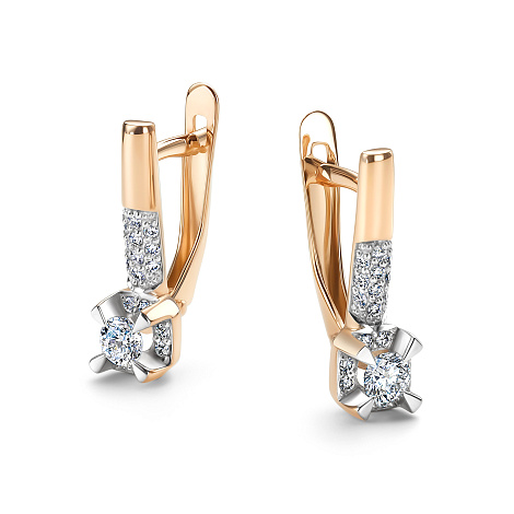 Серьги из красного золота с камнями Бриллиант