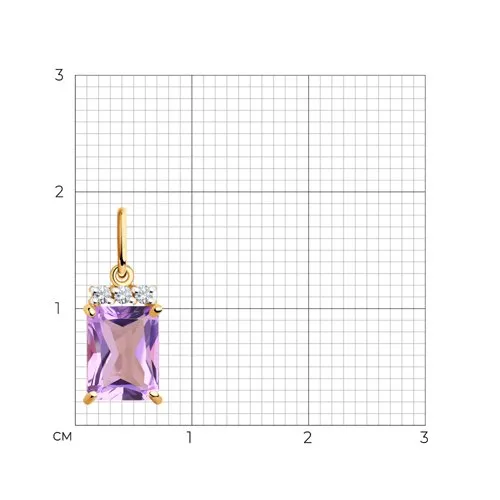 Pandantiv din aur roșu cu Cubic Zirconia Incolor, Ametist