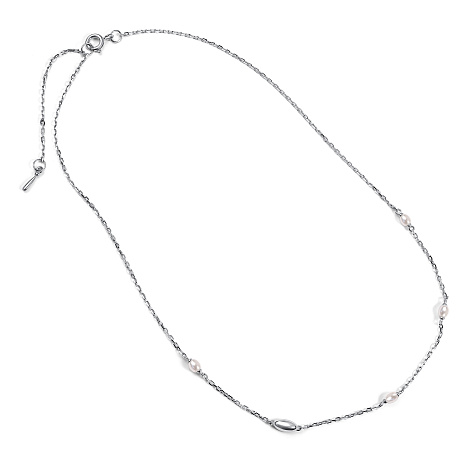 Колье из серебра с камнями Жемчуг имит.