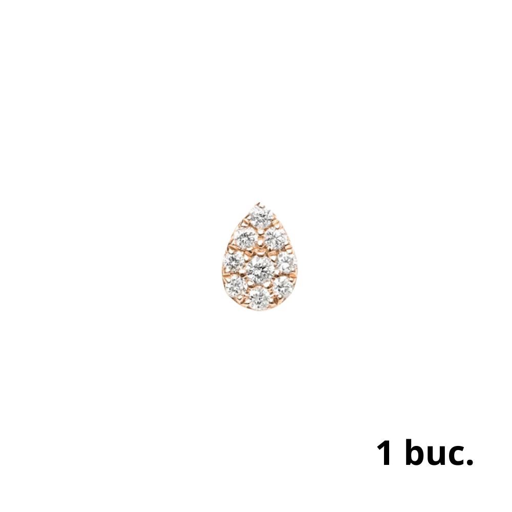 Серьга Одиночная из розового золота с камнями Бриллиант