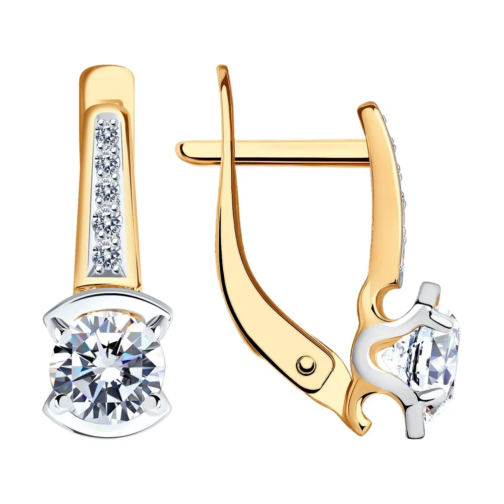 Cercei din aur roșu cu Cubic Zirconia Incolor