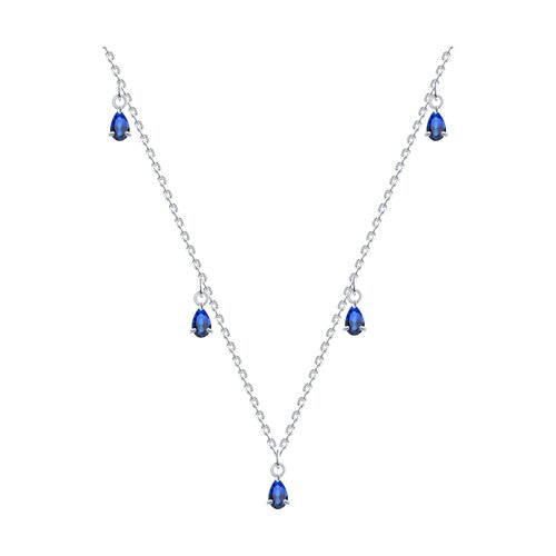 Colier din argint cu Cubic Zirconia Albastru Safir