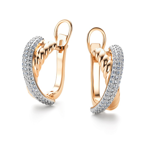 Серьги из красного золота с камнями Бриллиант