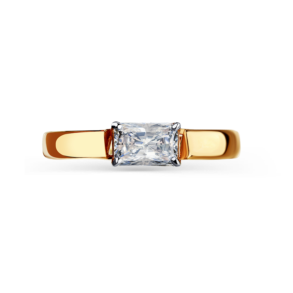 Inel din aur roșu cu pietre Cubic Zirconia Incolor