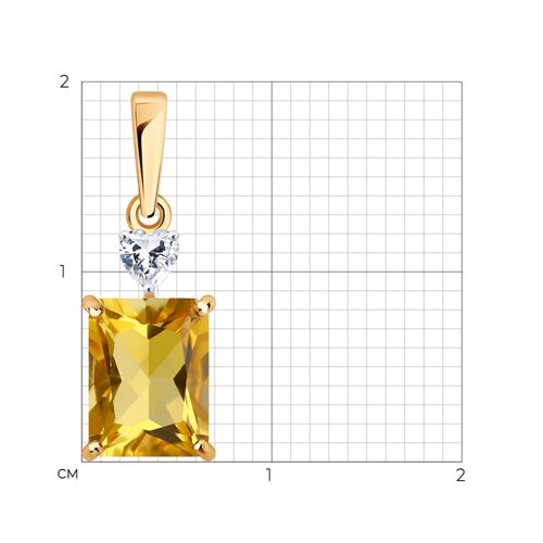 Pandantiv din aur roșu cu Cubic Zirconia Incolor, Citrin