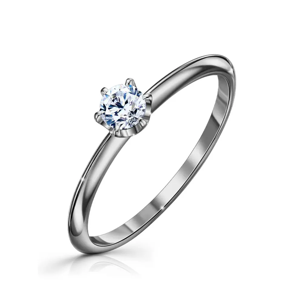 Inel din aur alb cu Cubic Zirconia Incolor