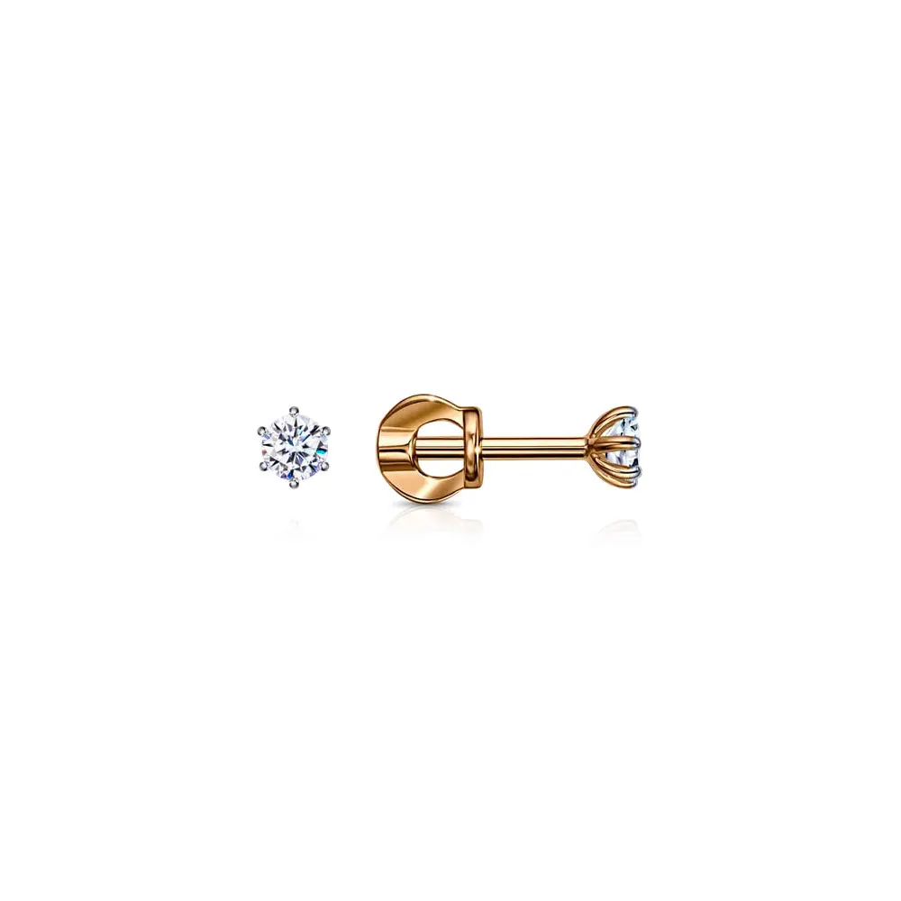 Cercei Pusete din aur roșu cu Cubic Zirconia Incolor