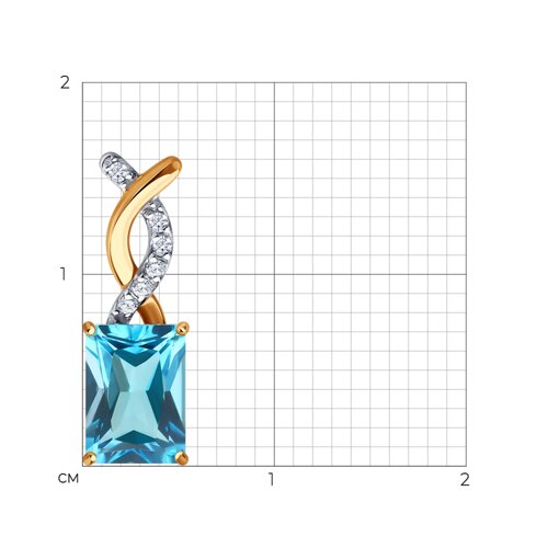 Pandantiv din aur roșu cu Cubic Zirconia Incolor, Topaz Swiss
