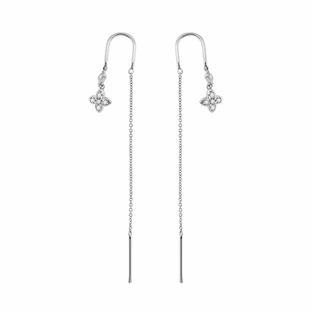 Cercei Lanț din aur alb cu pietre Diamant