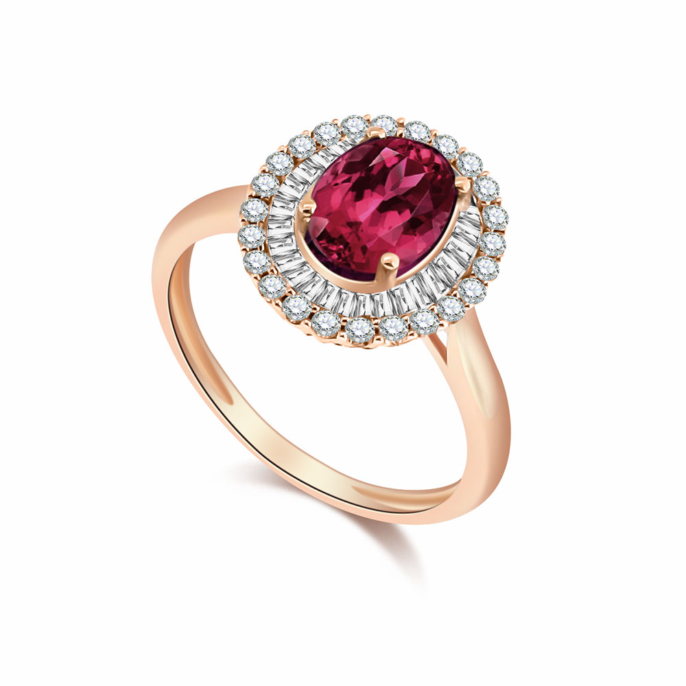 Кольцо из красного золота с камнями Бриллиант, Рубин