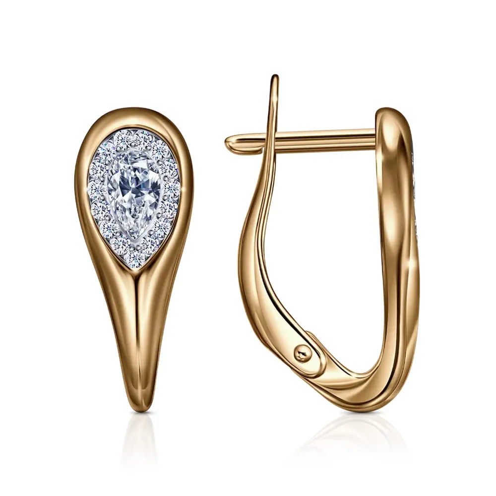 Cercei din aur roșu cu Cubic Zirconia Incolor