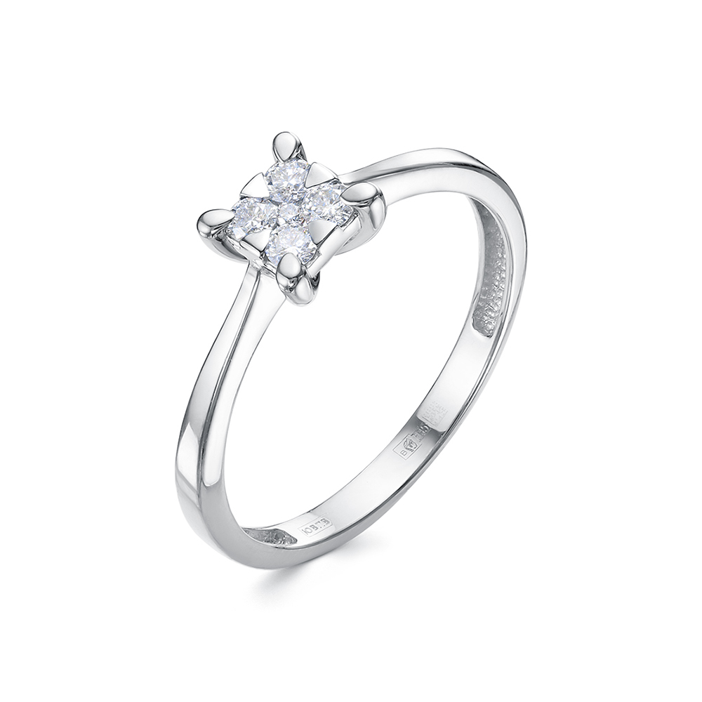 Inel din aur alb cu pietre Diamant