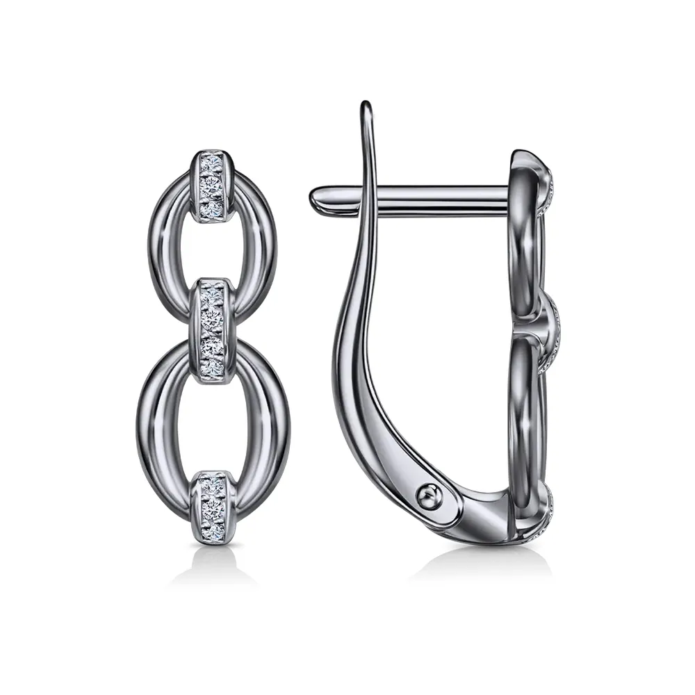 Cercei din aur alb cu Cubic Zirconia Incolor