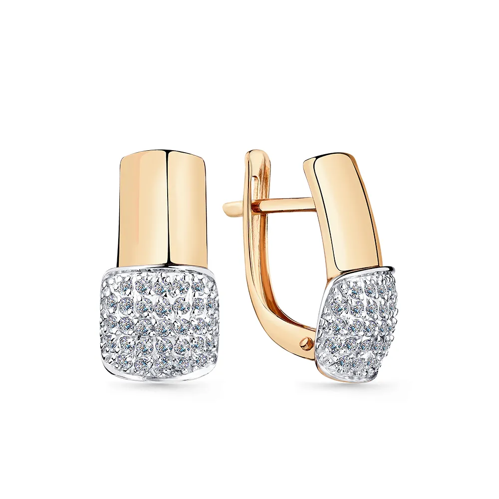 Cercei din aur roșu cu Cubic Zirconia Incolor
