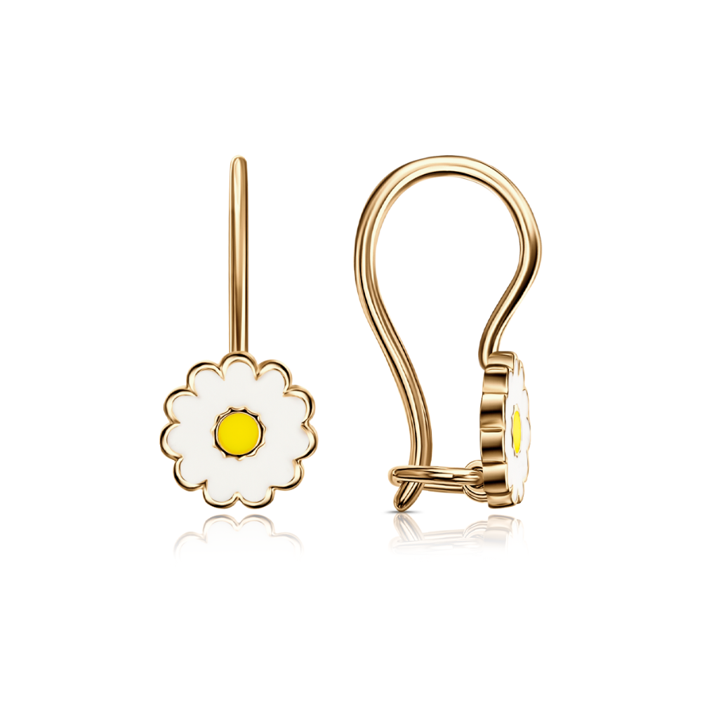 Детские серьги из красного золота с камнями Эмаль