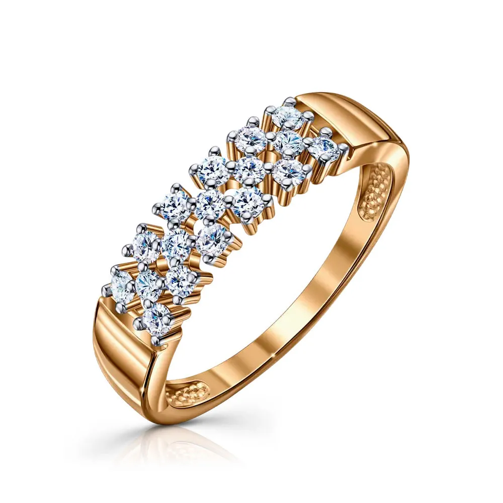 Inel din aur roșu cu Cubic Zirconia Incolor