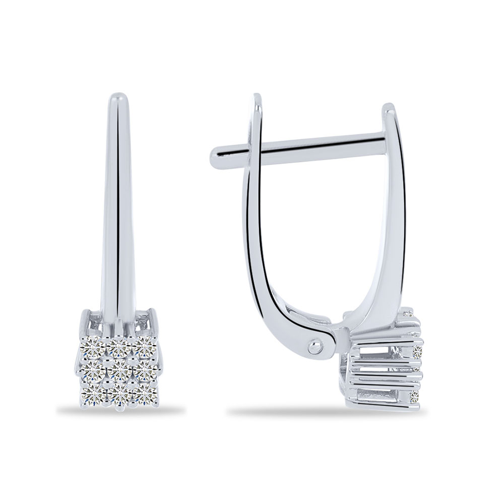 Серьги из белого золота с камнями Бриллиант