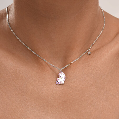 Colier din argint cu Cubic Zirconia Incolor, Emailare