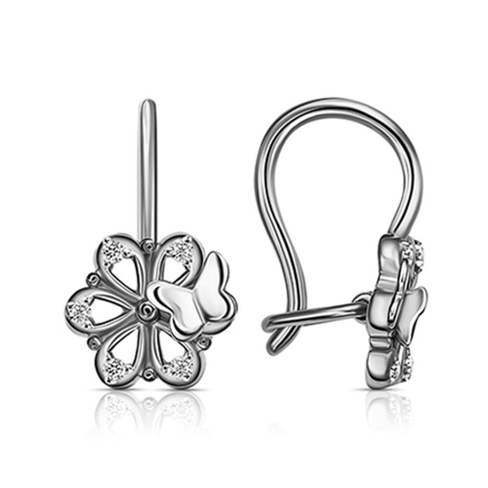 Детские серьги из серебра с камнями Фианит