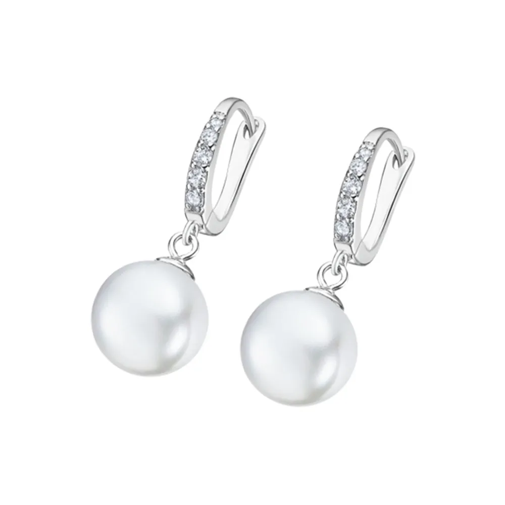 Cercei Suspendați din argint cu Cubic Zirconia Incolor, Perla Imit.