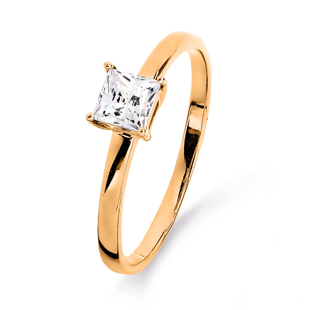 Inel din aur roșu cu pietre Cubic Zirconia Incolor