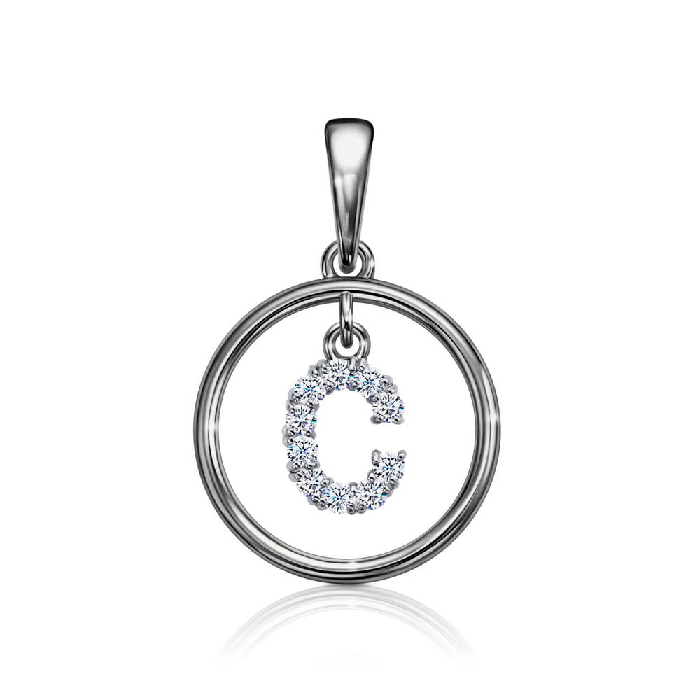 Подвеска из белого золота с камнями Фианит