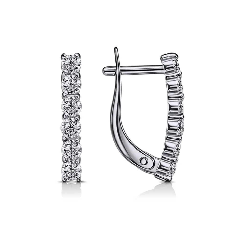 Cercei din aur alb cu Cubic Zirconia Incolor