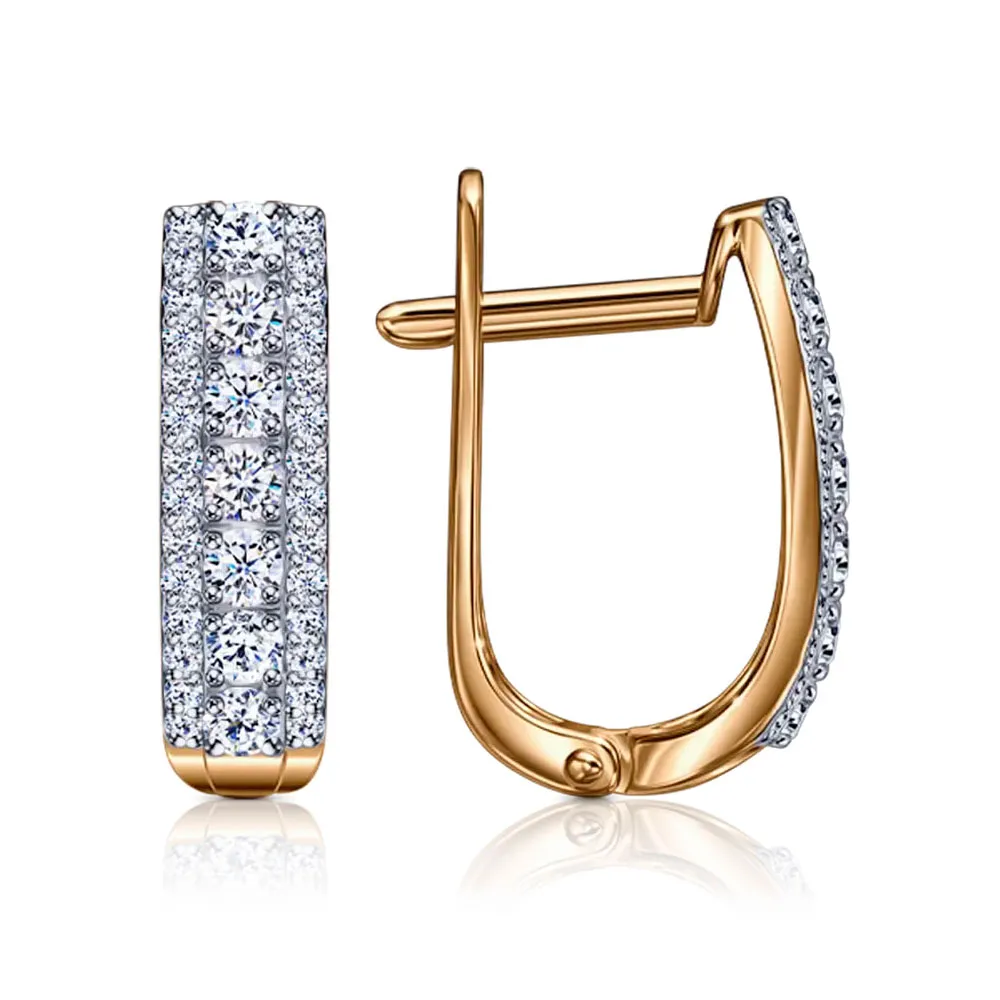 Cercei din aur roșu cu Cubic Zirconia Incolor