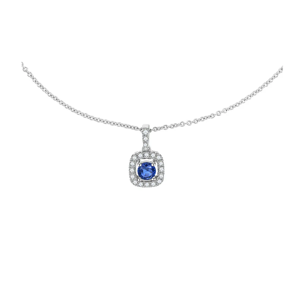 Colier din aur alb cu Diamant, Safir