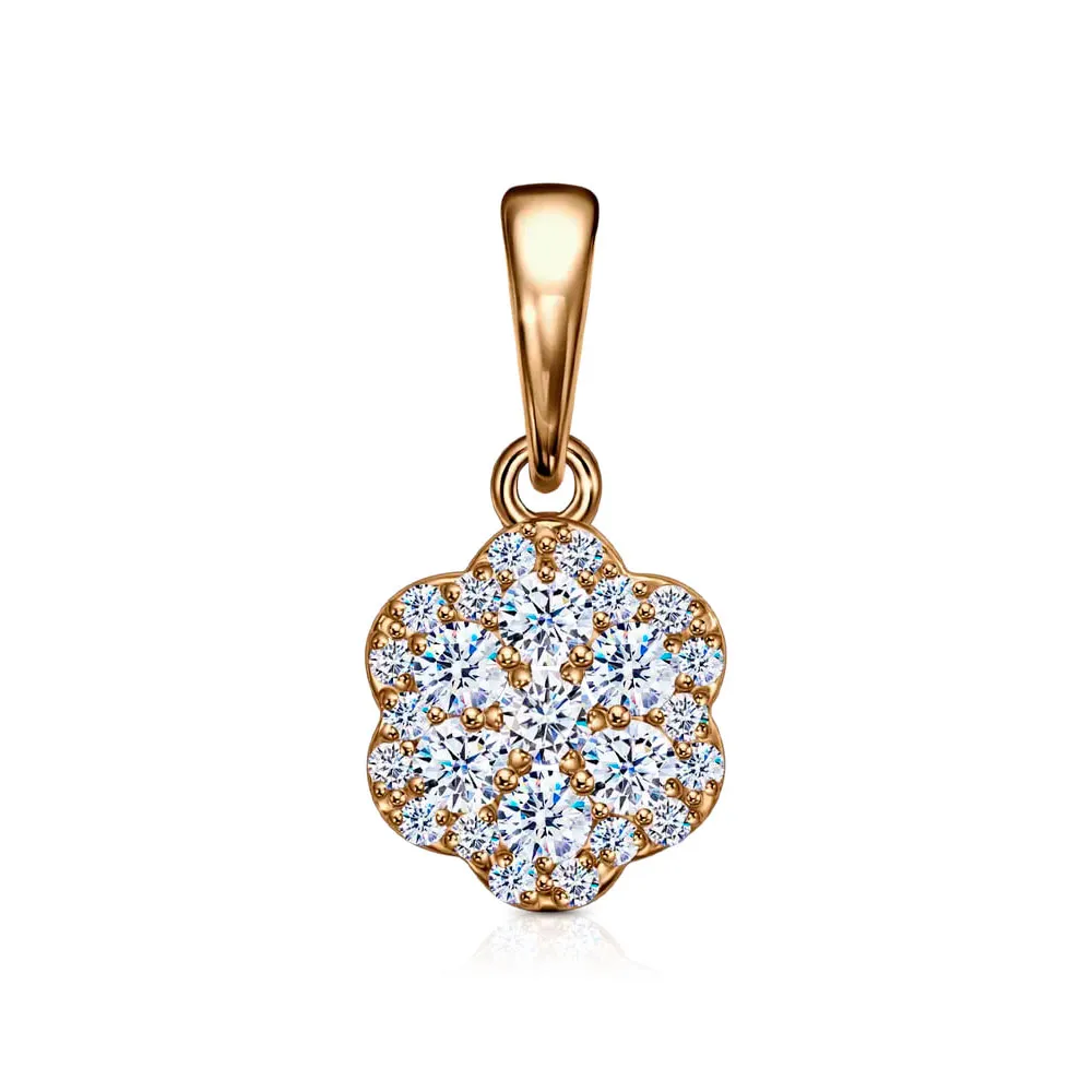 Pandantiv din aur roșu cu Cubic Zirconia Incolor