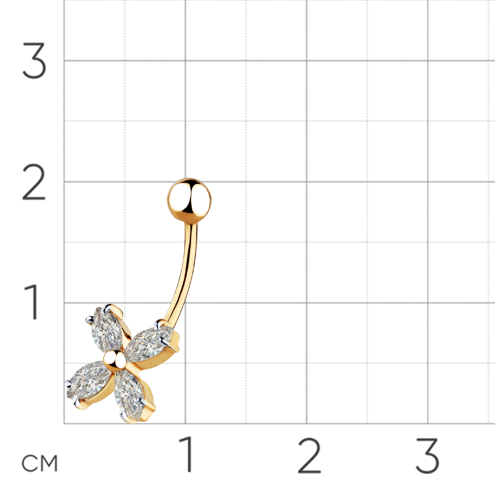 Piercing din aur roșu cu pietre Cubic Zirconia Incolor