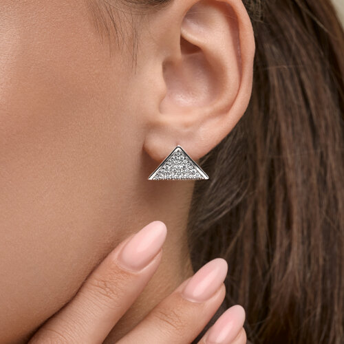 Серьги Пусеты из серебра с камнями Фианит