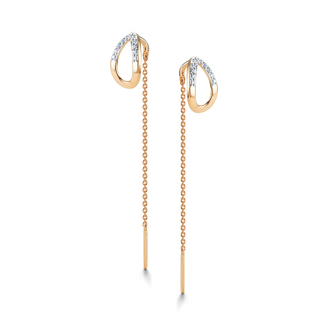 Cercei Lanț din aur roșu cu pietre Diamant