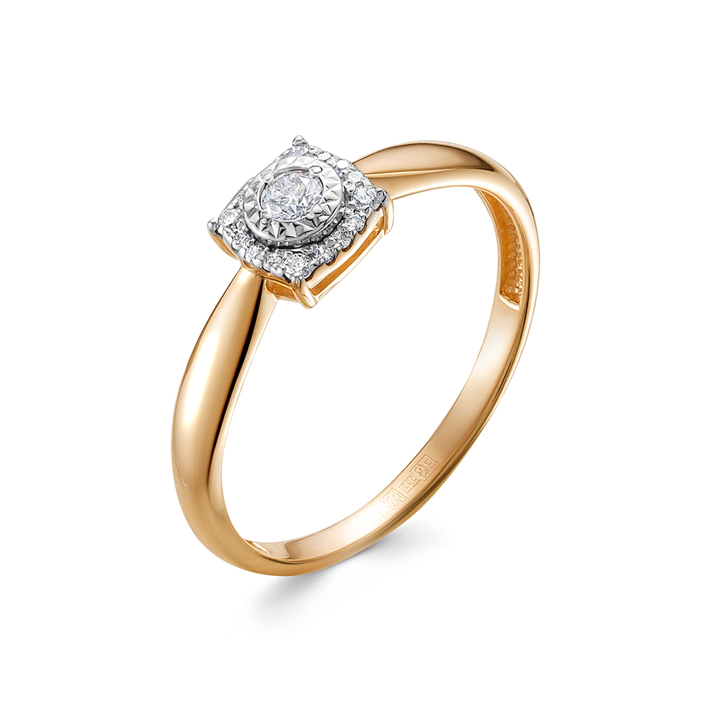 Inel din aur roșu cu pietre Diamant