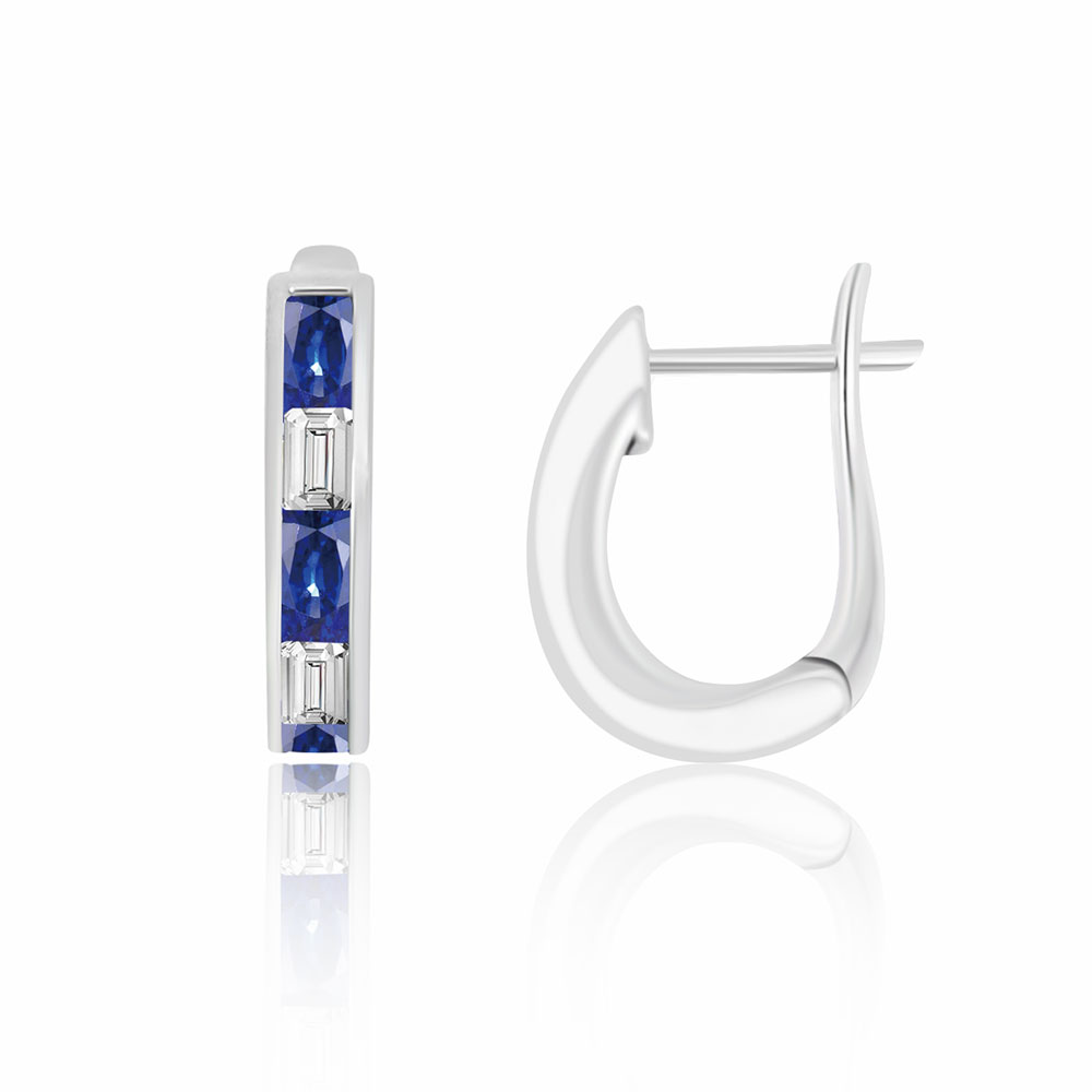 Cercei din aur alb cu pietre Diamant, Safir