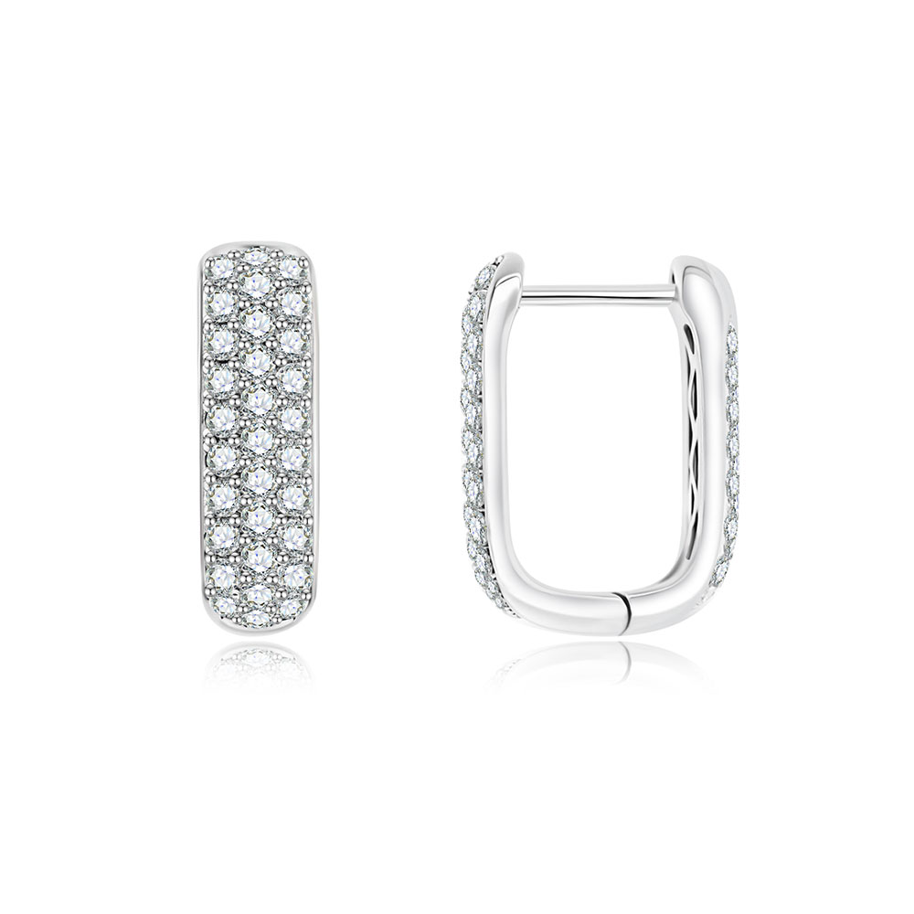 Cercei Creole din aur alb cu pietre Diamant