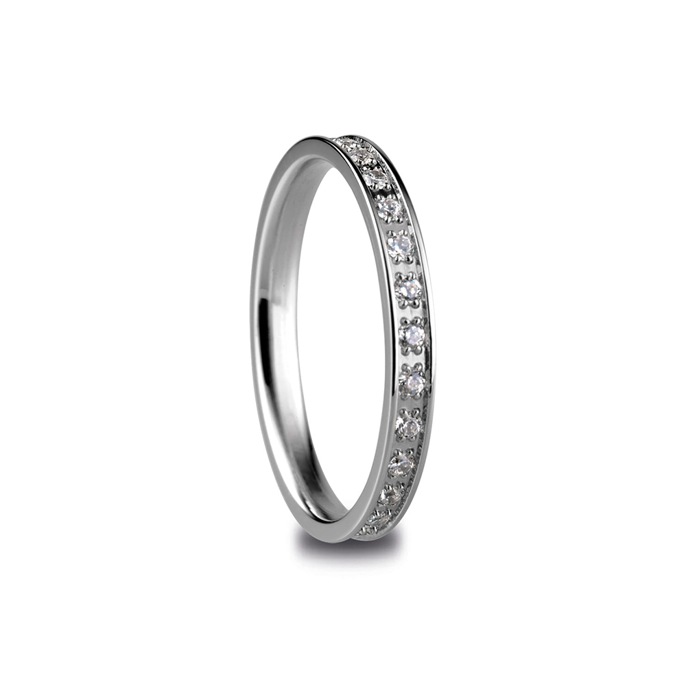 Inel din oțel  cu pietre Cubic Zirconia Incolor