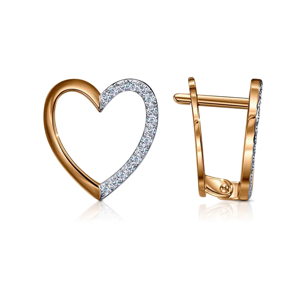 Cercei din aur roșu cu Cubic Zirconia Incolor