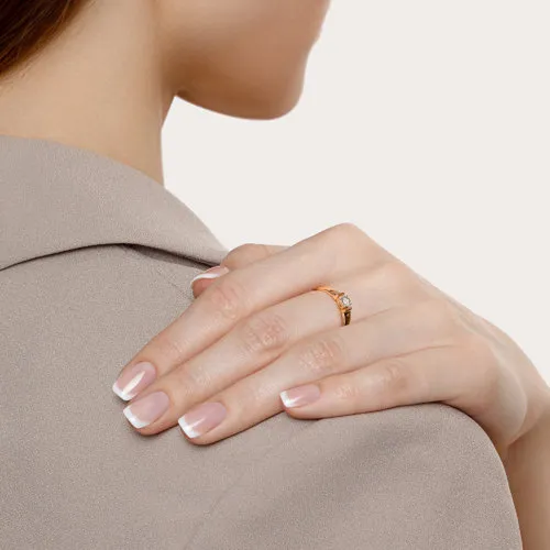 Inel din aur alb și roșu cu Diamant