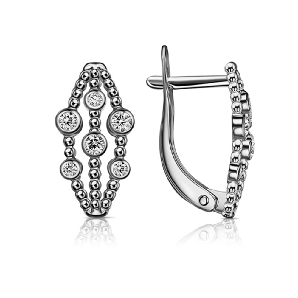 Серьги из серебра с камнями Фианит