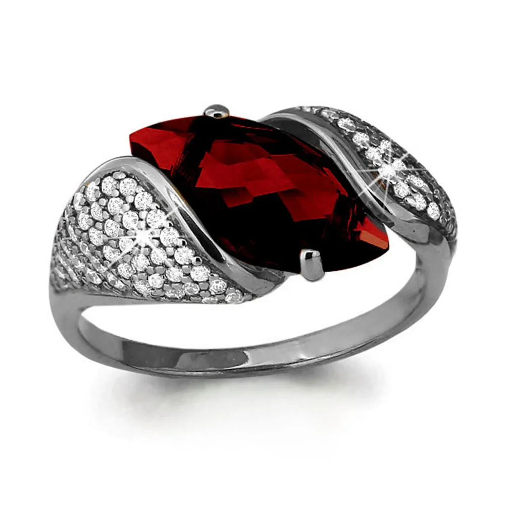 Inel din aur alb cu Cubic Zirconia Incolor, Granat