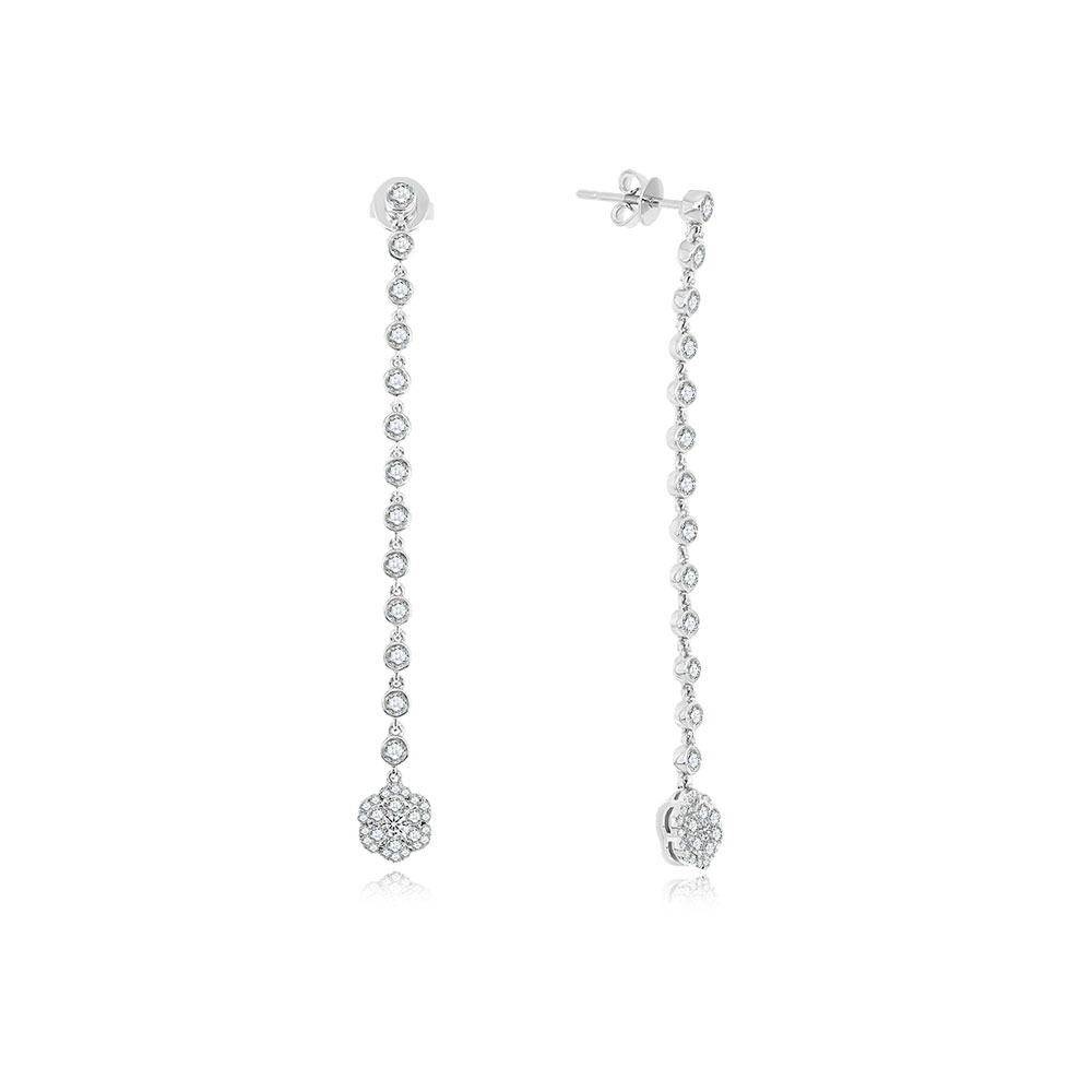 Cercei Pusete din aur alb cu pietre Diamant